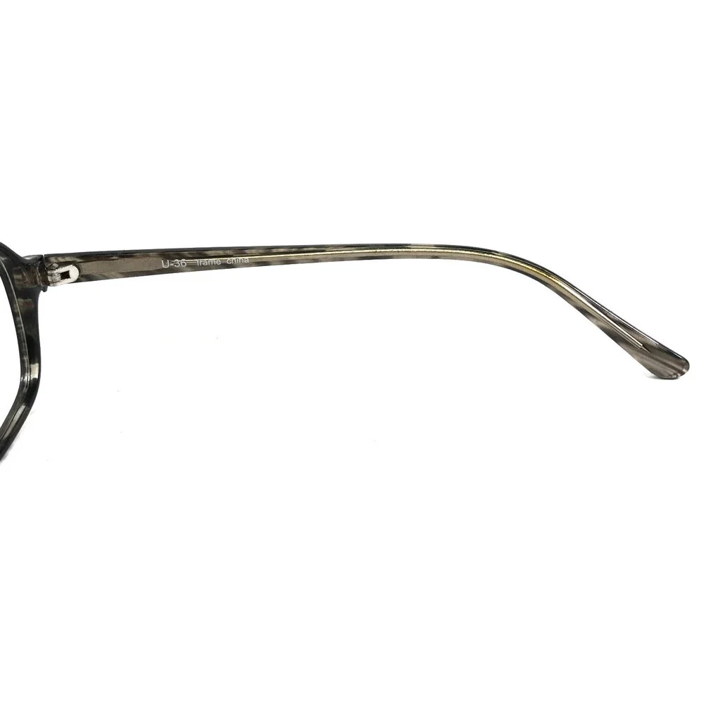 4U Eyeglasses Frames U-36 BLACK Smoky Gray Rectangle Full Rim 52-18-140